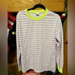 Pastel Striped Women's Sweatshirt with Neon Trim